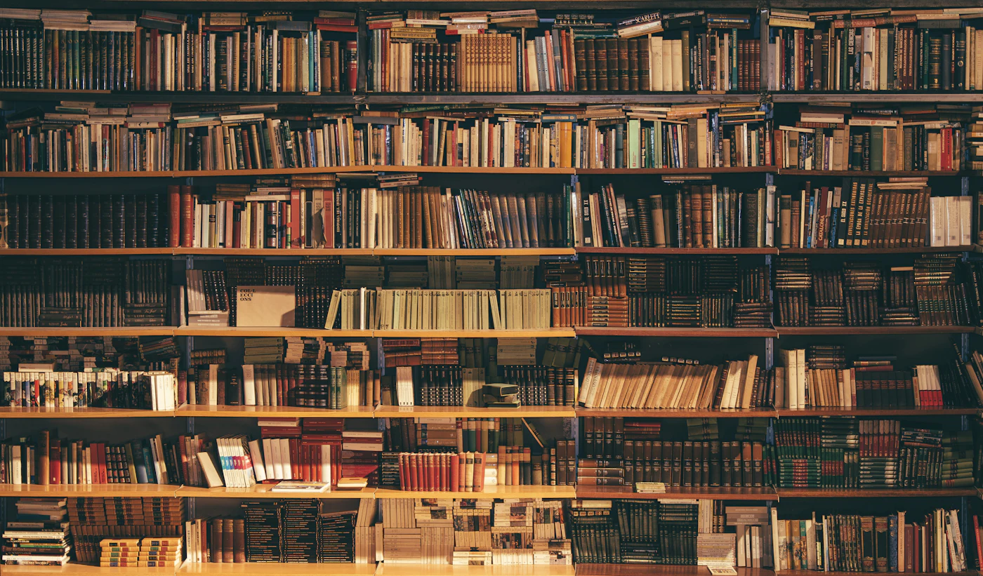 The Whitfield Library's shelves, holding the bound minutes of the Board of Governors since 1913