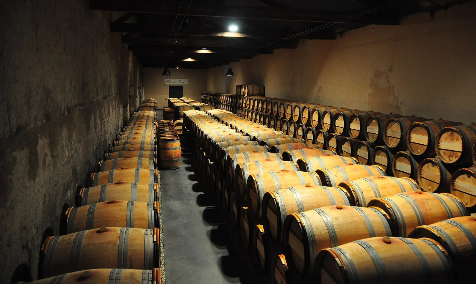 The barrel vault of the cellar beneath the west wing, kept at fifty-five degrees